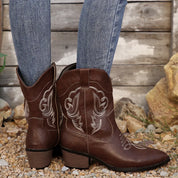 Brown Sami Western Cowboy Boots with Embroidered Design | Boots Daverri Fashions