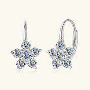1.2 Carat 925 Sterling Silver Moissanite Flower Huggie Earrings | Sterling Silver Earrings Daverri Fashions