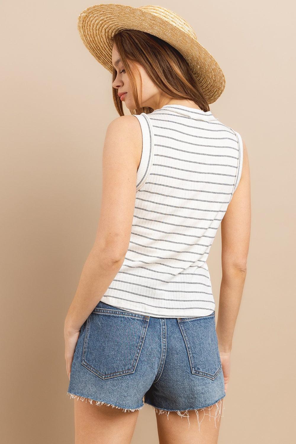 Ces Femme Striped Round Neck Tank | Tank Tops Daverri Fashions