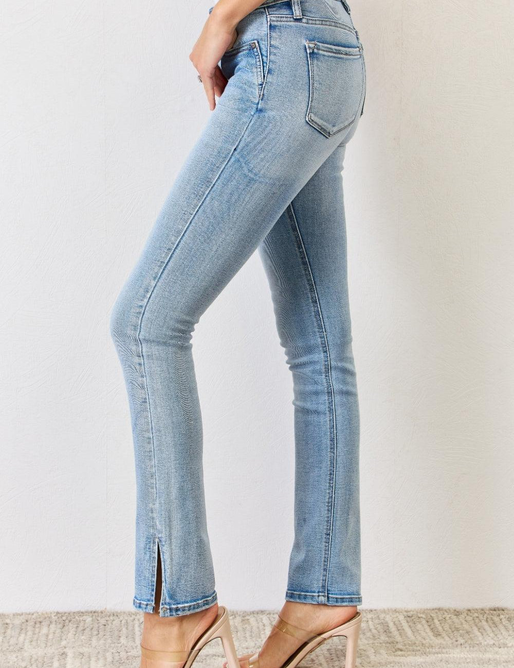 Kancan Plus Size Mid Rise Y2K Slit Bootcut Jeans | Jeans Daverri Fashions