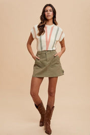 Annie Wear Cargo Denim Mini Skirt | Daverri Fashions