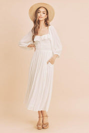 Aemi + Co Ruffled Smocked Square Neck Balloon Sleeve Dress | Mini Dresses Daverri Fashions
