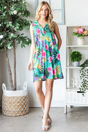 Heimish Full Size Floral Johnny Collar Sleeveless Dress | Mini Dresses Daverri Fashions