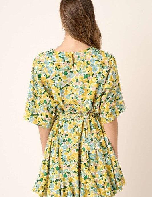Mittoshop Floral Tie Waist Half Sleeve Mini Dress | Mini Dresses Daverri Fashions