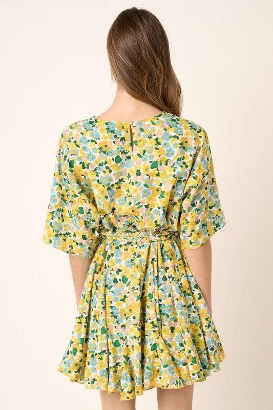 Mittoshop Floral Tie Waist Half Sleeve Mini Dress | Mini Dresses Daverri Fashions