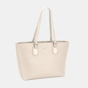 Creamy White One Size David Jones PU Leather Tote Bag | Daverri Fashions
