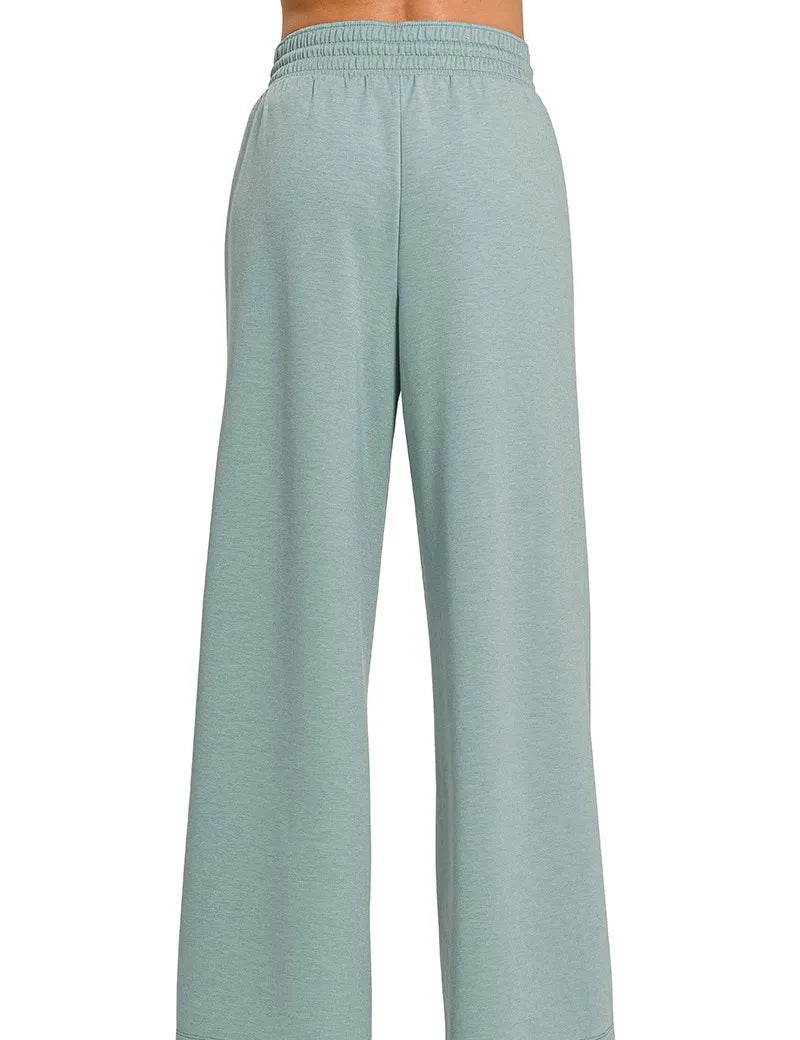 Zenana Scuba Drawstring Pants Blue Grey | Loungewear Bottoms Daverri Fashions
