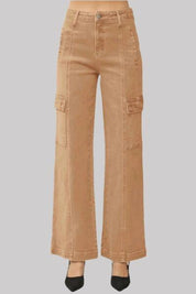 RISEN Full Size High Rise Wide Leg Cargo Jeans | Daverri Fashions
