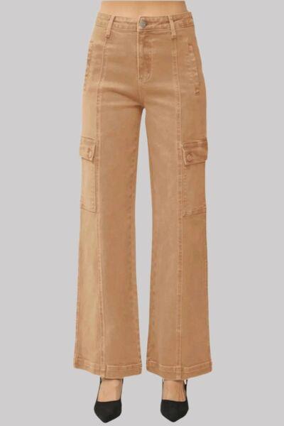 RISEN Full Size High Rise Wide Leg Cargo Jeans | Daverri Fashions