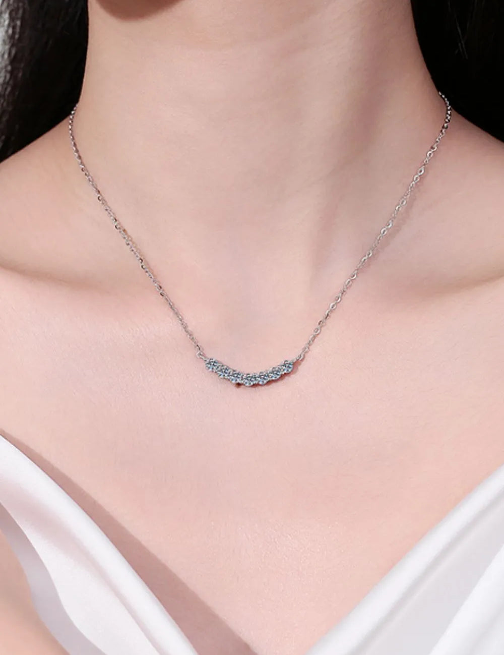 1.4 Carat Moissanite 925 Sterling Silver Necklace | Silver Necklaces Daverri Fashions