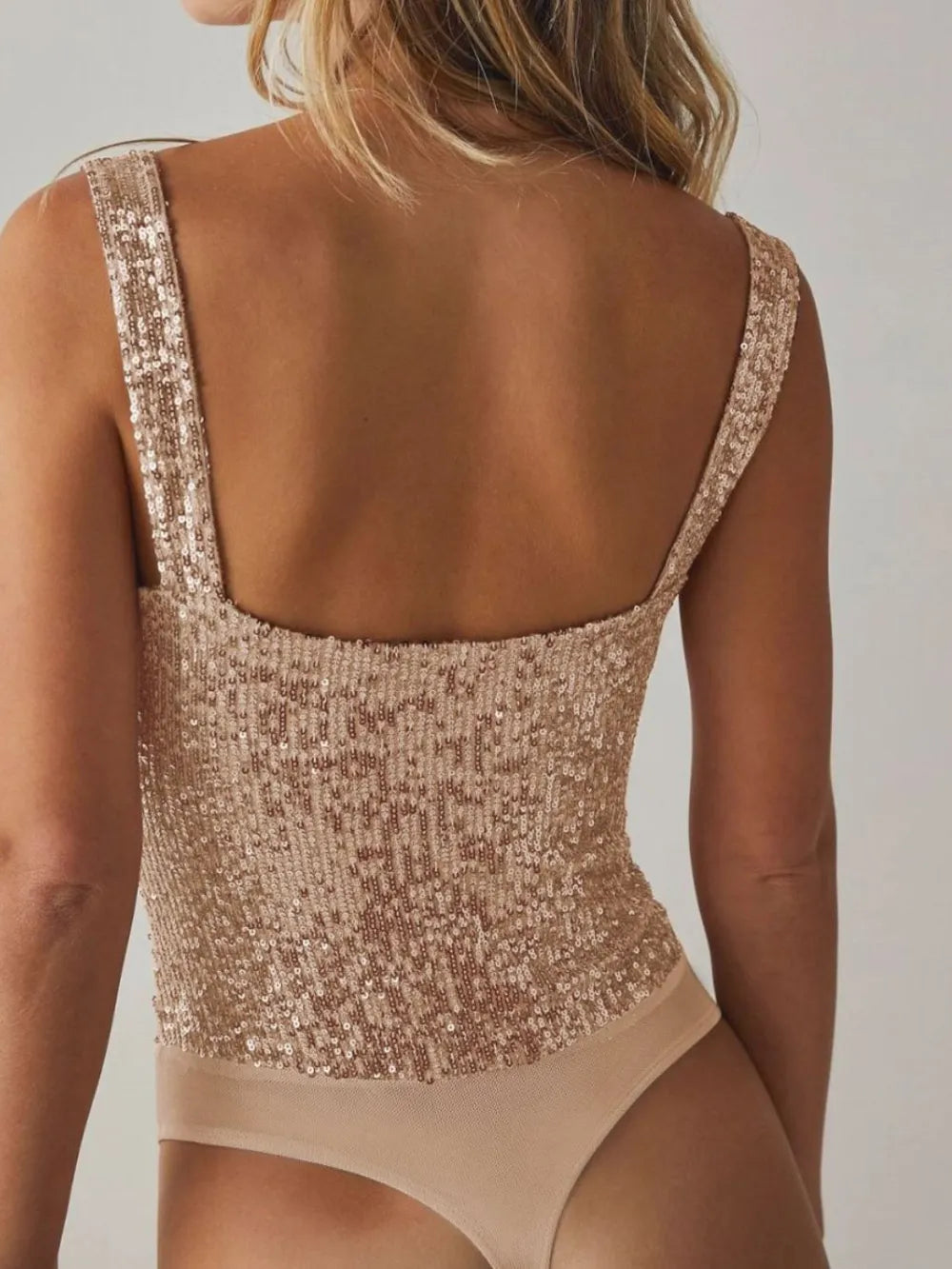 Sequin Wide Strap Bodysuit | Daverri Fashions