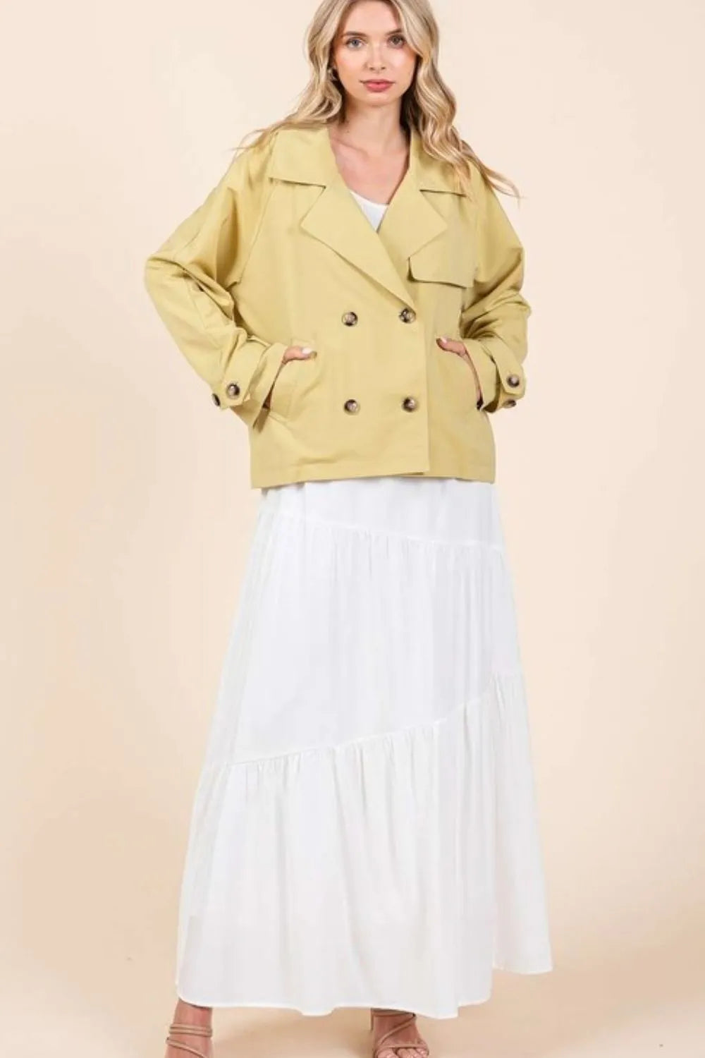 Mittoshop Double Breasted Long Sleeve Trench Coat Jacket | Daverri Fashions