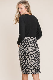 BOMBOM Leopard Color Block Knit Dress | Daverri Fashions