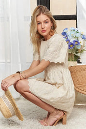ADORA Rround Neck Crinkle Babydoll Dress | Mini Dresses Daverri Fashions
