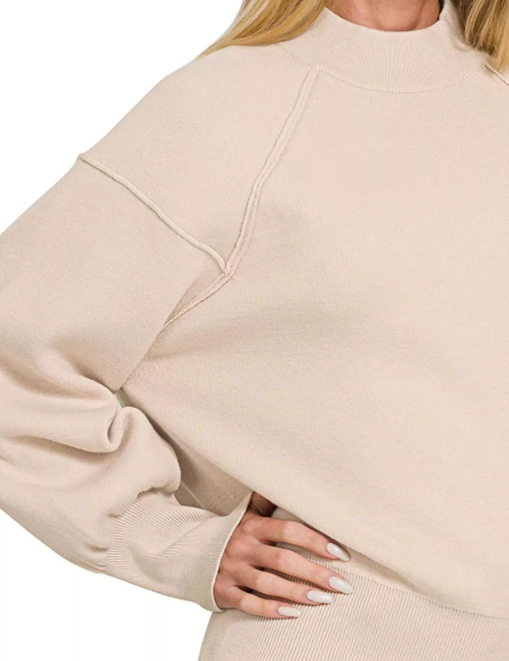 Zenana Viscose Mock Neck Exposed Seam Sweater | Sweaters Daverri Fashions