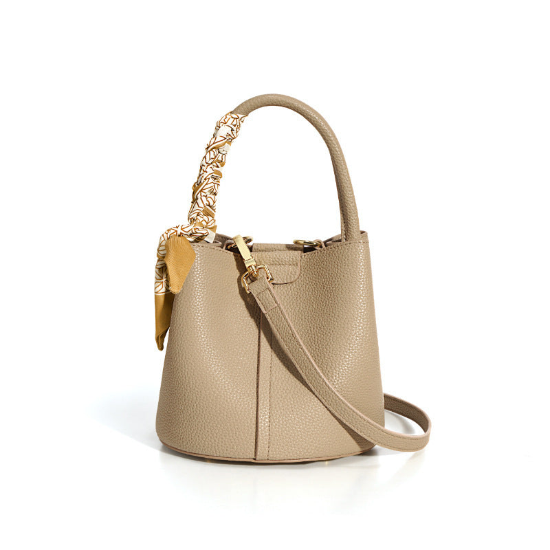 Gray Bria Genuine Leather Bucket Bag | Handbags Daverri Fashions