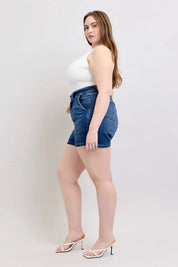 Judy Blue Double Button Waistband Denim Shorts Plus Size | Denim Shorts Daverri Fashions
