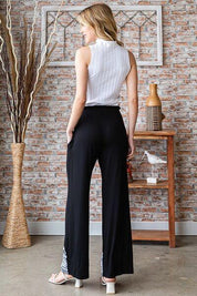 Heimish Full Size Solid Damask Casual Pants Plus Size | Pants Daverri Fashions