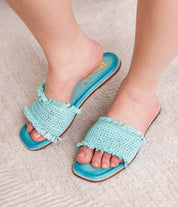 Juana Woven Sandals in Aqua Blue | Sandals Daverri Fashions
