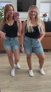 Judy Blue Stretch High Rise Cutoff Denim Shorts Plus Size