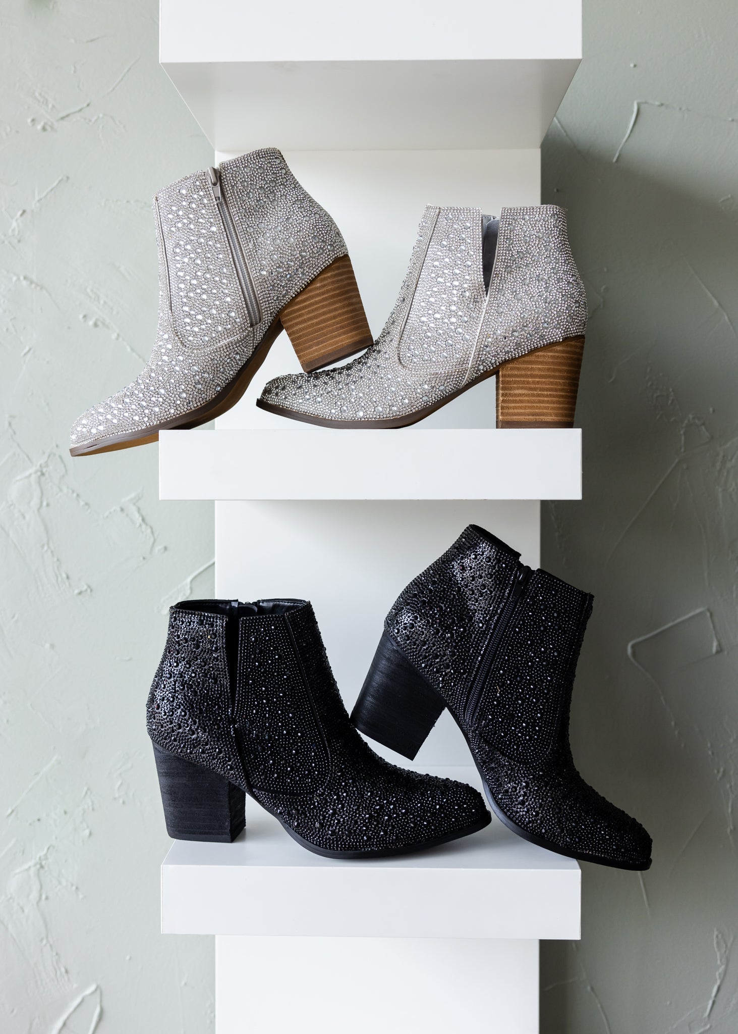 Shine Star Rhinestone Bootie in Black | Boots Daverri Fashions