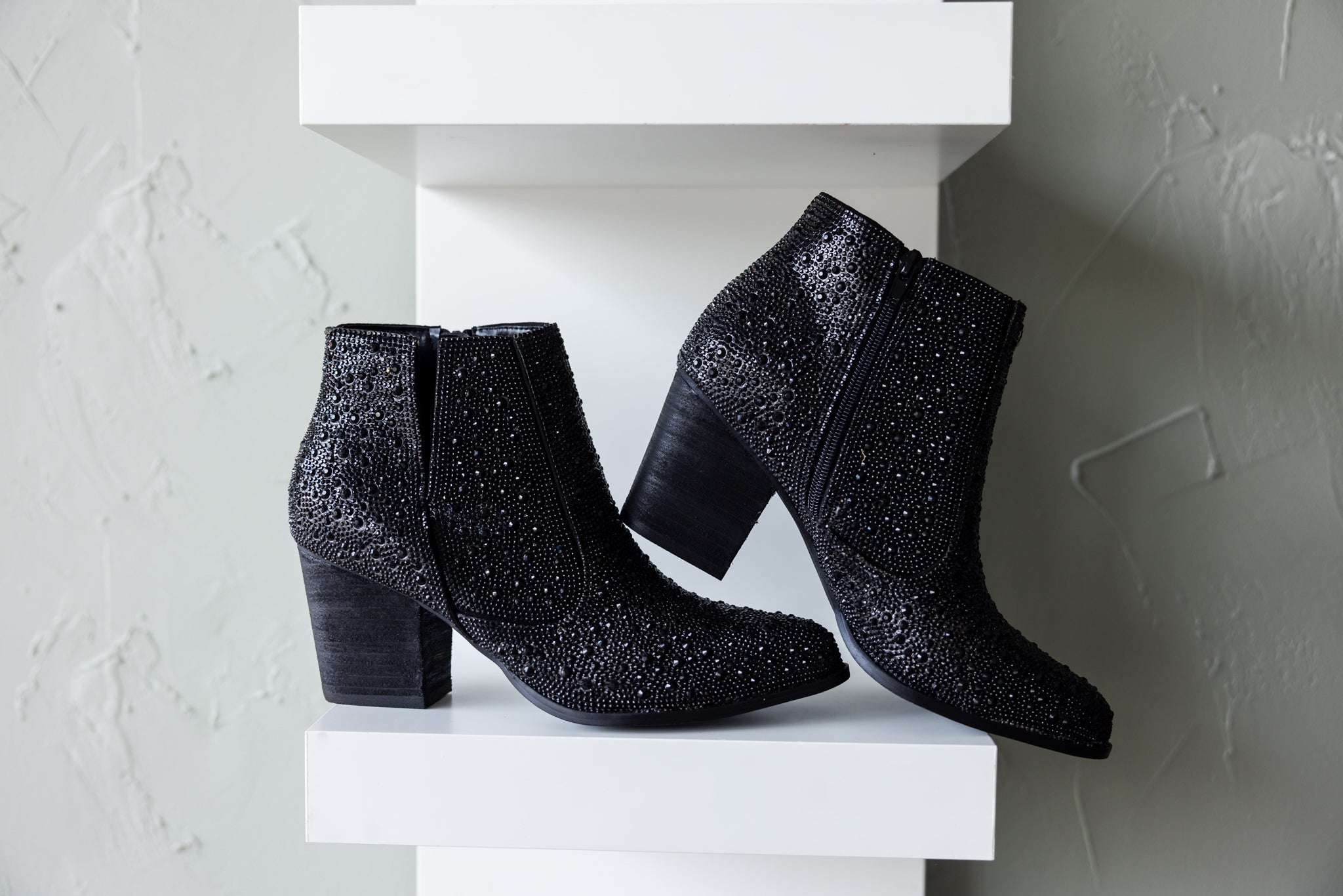 Shine Star Rhinestone Bootie in Black | Boots Daverri Fashions