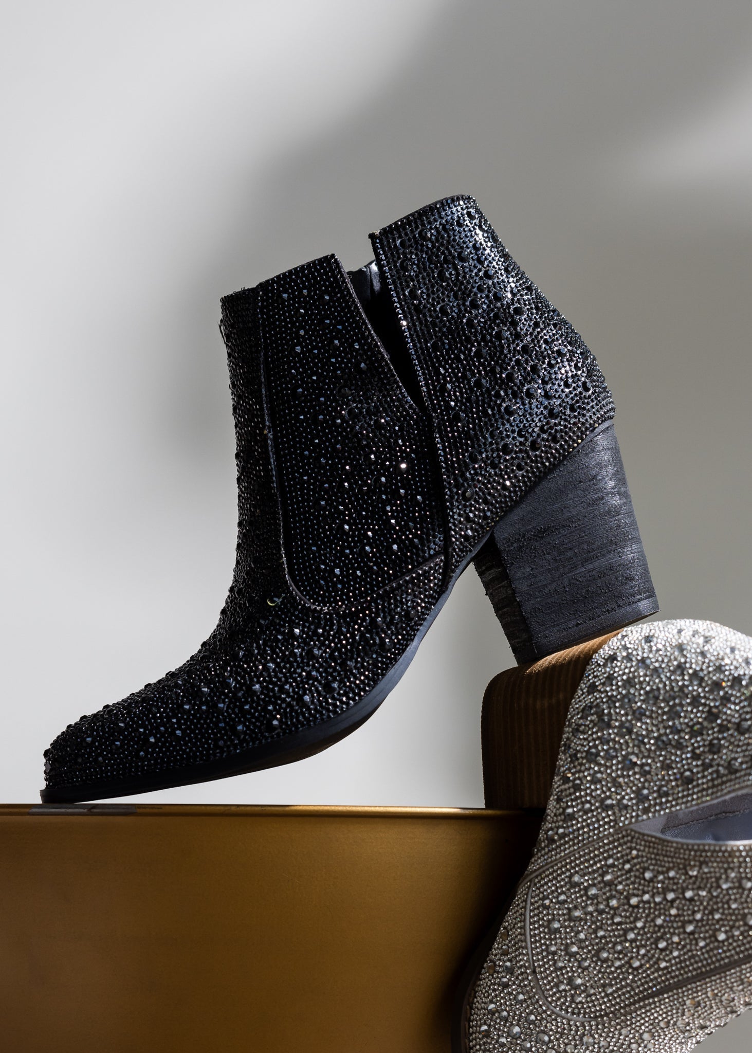 Shine Star Rhinestone Bootie in Black | Boots Daverri Fashions