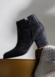 Shine Star Rhinestone Bootie in Black | Boots Daverri Fashions