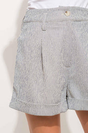 Striped High Waist Rolled Shorts | Shorts Daverri Fashions