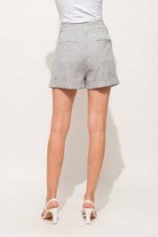 Striped High Waist Rolled Shorts | Shorts Daverri Fashions