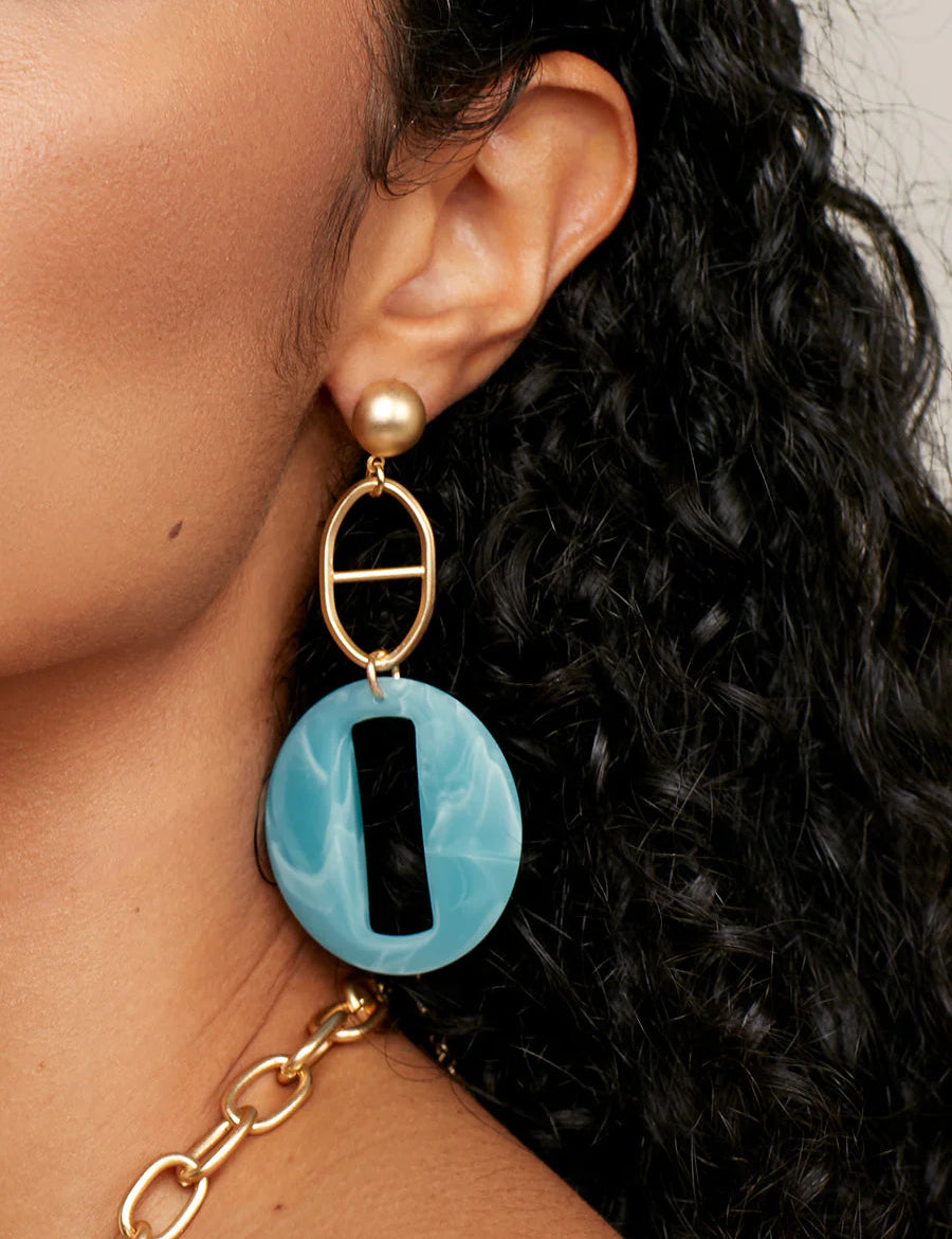 Marbled Resin Mariner Link Earrings | Earrings Daverri Fashions