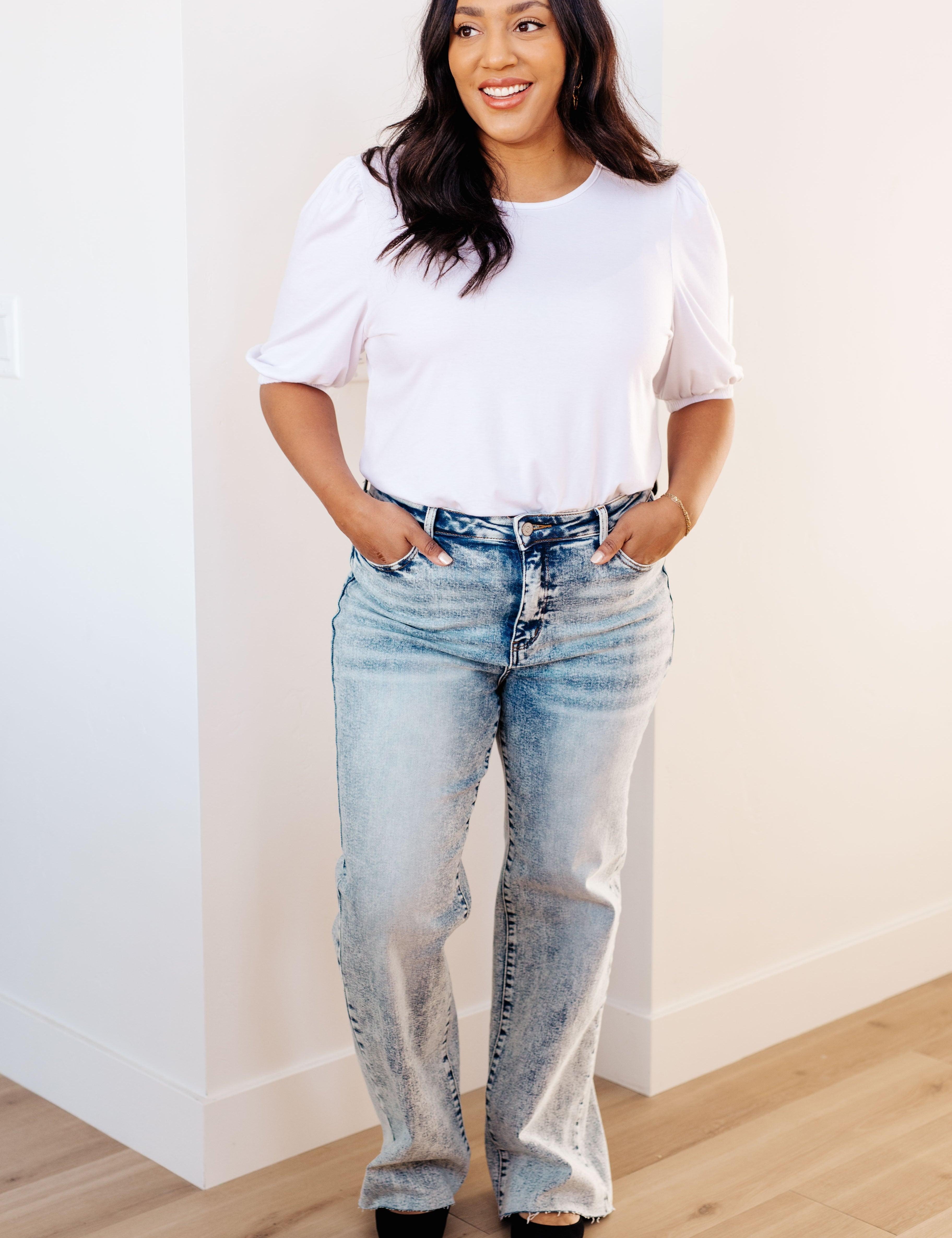 Light Wash Plus High Waist Mineral Wash Wide Leg Judy Blue Jeans | Jeans Daverri Fashions