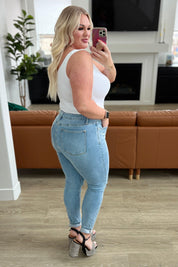 Judy Blue Eloise Mid Rise Control Top Distressed Skinny Jeans | Jeans Daverri Fashions