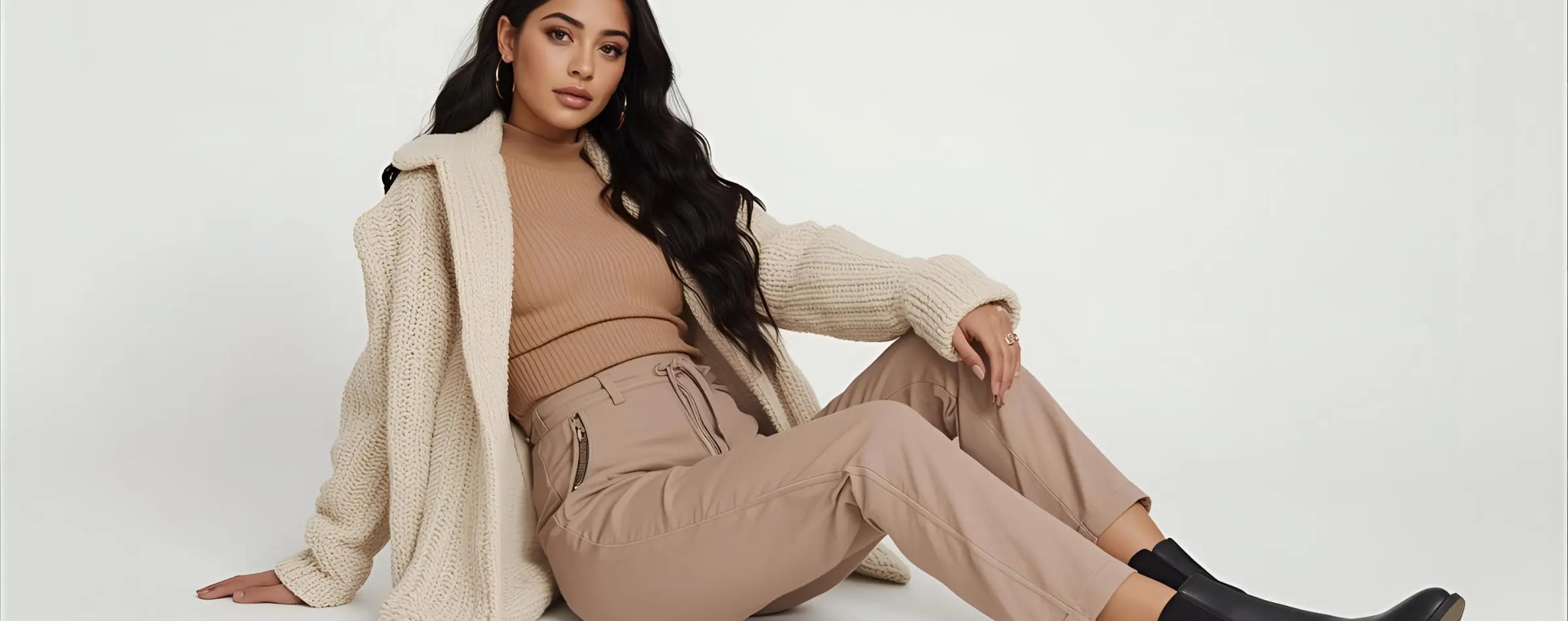 Beige knit cardigan with cozy textured weave in DAILY DROPS