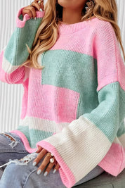 Daverri Fashions pastel patchwork sweater with bell sleeves