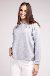 Hooded Brushed Melange Hacci Sweater Sweaters