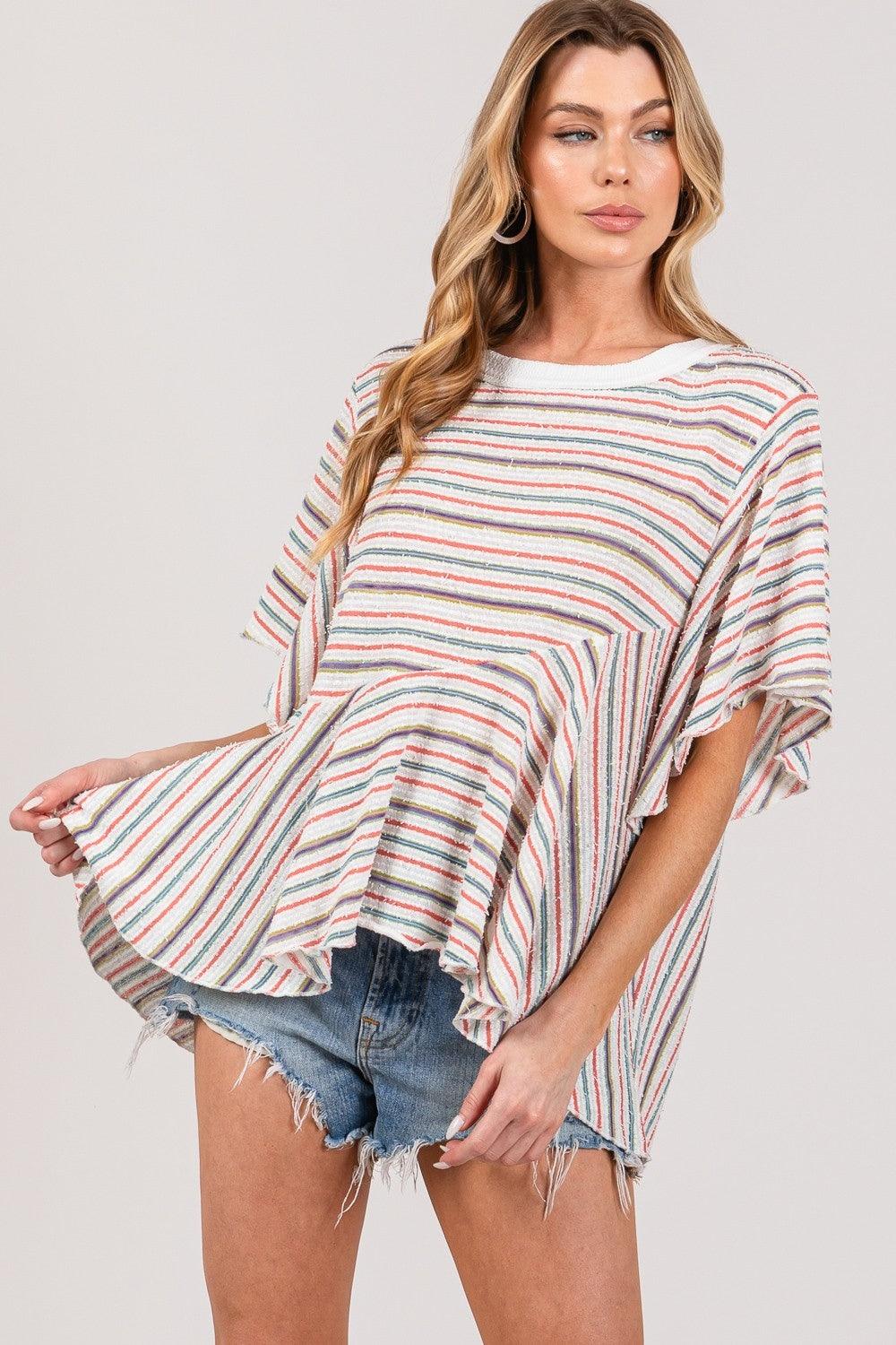 SAGE + FIG Full Size Round Neck Stripe Top Tops