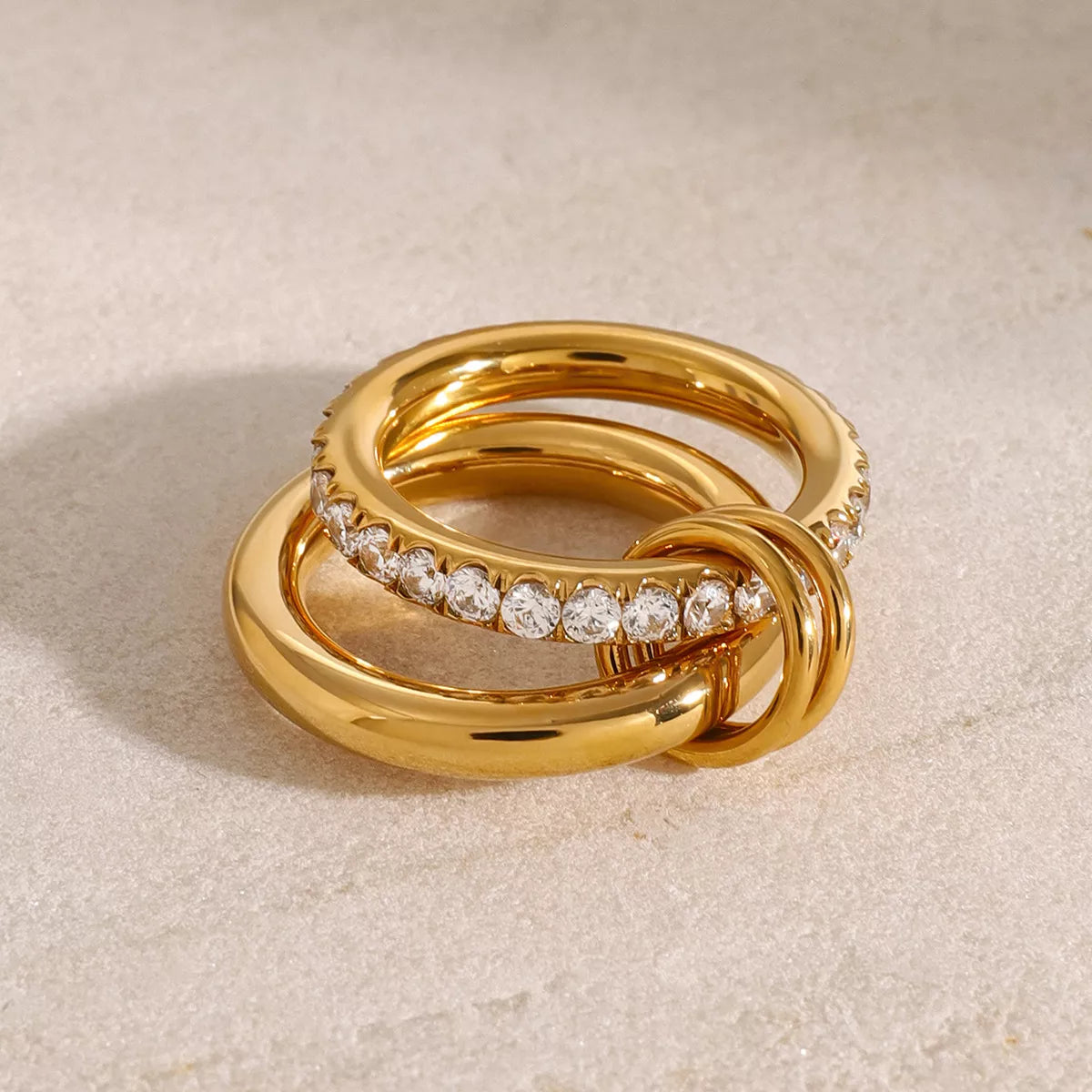 18K Gold-Plated Double Layered Ring | Rings Daverri Fashions