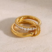 18K Gold-Plated Double Layered Ring | Rings Daverri Fashions