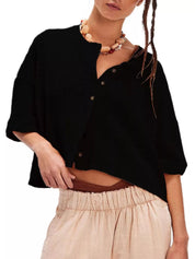 Black Button-Front Half Sleeve Cardigan | Cardigans Daverri Fashions