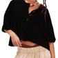 Button-Front Half Sleeve Cardigan - DAVERRI FASHIONS