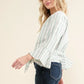 And The Why Stripe Tie Knot Front Bell Sleeve Top - DAVERRI FASHIONS