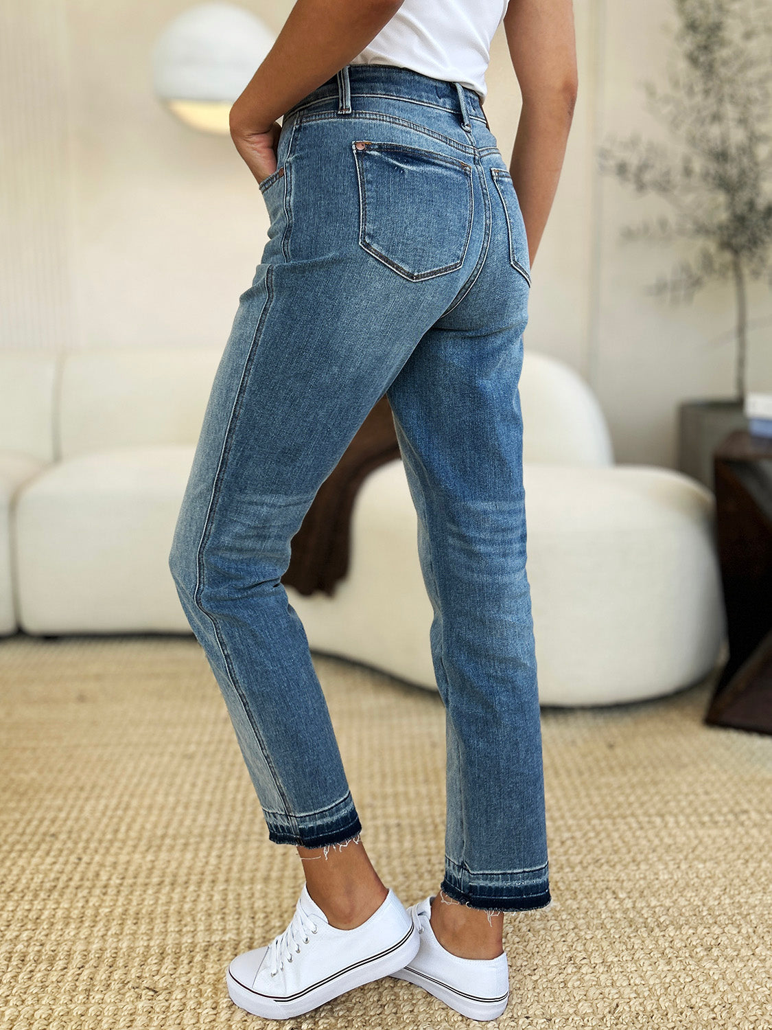 Judy Blue Full Size Mid Rise Rigid Magic Release Hem Jeans | Daverri Fashions