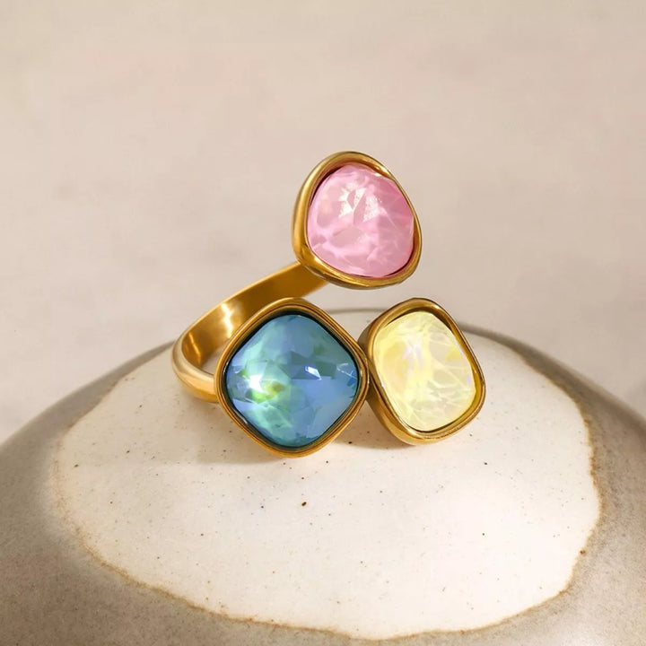 Triple Rhinestone Bypass Ring | Rings Daverri Fashions