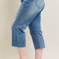 Judy Blue Plus Size High Waist Back Destroy & Raw Cut Hem Crop Wide Jeans