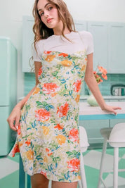 HYFVE Floral Cowl Neck Flirty Satin Mini Dress | Daverri Fashions