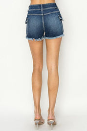 RISEN Raw Hem Denim Shorts with Pockets | Denim Shorts Daverri Fashions