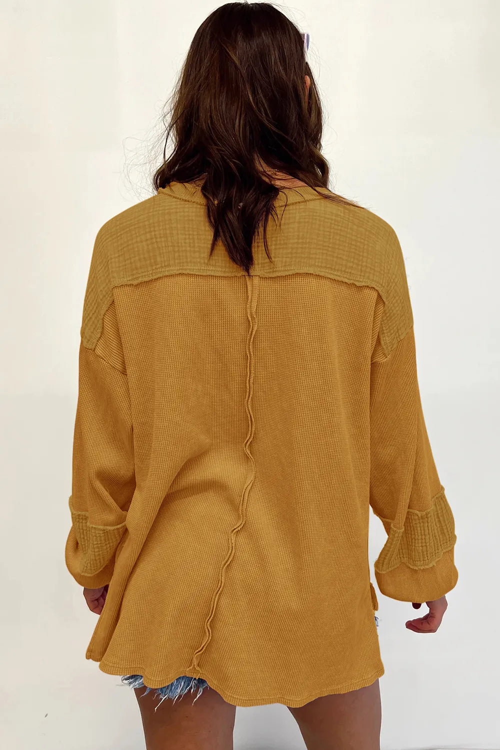 Exposed Seam Round Neck Long Sleeve Sweatshirt | Daverri Fashions