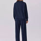 Daverri navy blue knit relaxed fit quarter-zip sweatsuit set