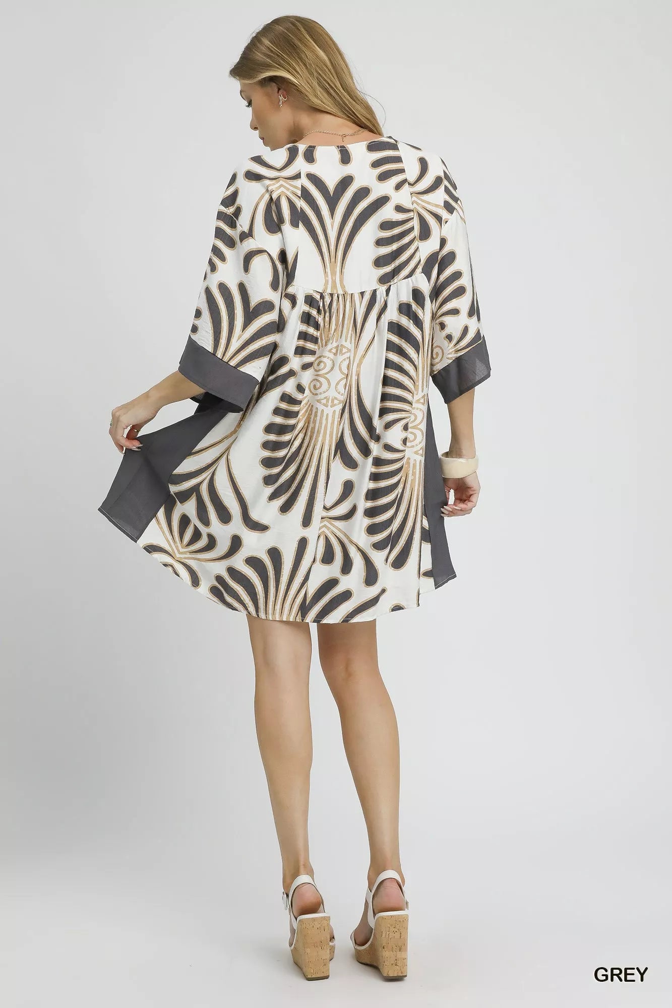 Umgee Abstract Print Kimono Sleeve Mini Dress | Mini Dresses Daverri Fashions